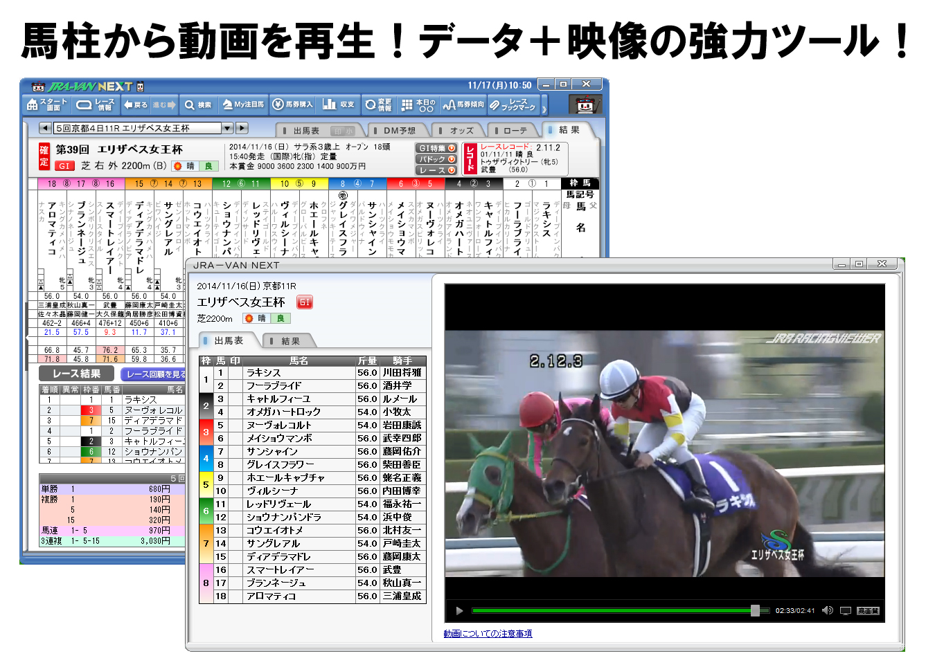 馬柱から動画を再生！データ+映像の強力ツール！